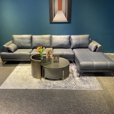 SOFA GÓC L XANH NAVY chống mực bút bi